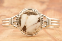 Genuine Wild Horse Stone Sterling Silver Bracelet