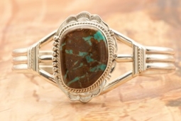 Genuine Boulder Turquoise Sterling Silver Bracelet