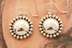Artie Yellowhorse Rising Sun Design Sterling Silver Navajo Earrings