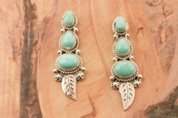 Day 10 Deal - Genuine Carico Lake Turquoise Sterling Silver Earrings