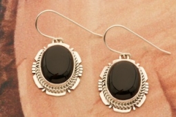 Native American Jewelry Genuine Black Onyx Earrings
