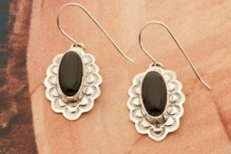 Genuine Black Onyx Navajo Earrings