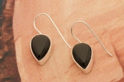 Genuine Black Onyx Sterling Silver Native American Earrings