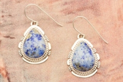 Genuine Lapis Diopside Sterling Silver Earrings