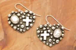 Freshwater Pearl Sterling Silver Heart Earrings
