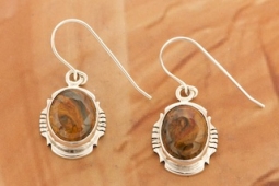 Genuine Pietersite Sterling Silver Earrings