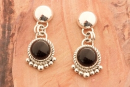 Artie Yellowhorse Genuine Black Onyx Sterling Silver Post Earrings