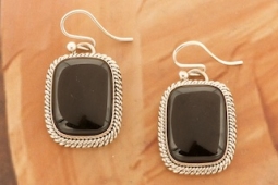 Artie Yellowhorse Genuine Black Onyx Sterling Silver Earrings