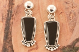 Artie Yellowhorse Genuine Black Onyx Sterling Silver Post Earrings