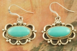 Genuine Campitos Turquoise Sterling Silver Earrings