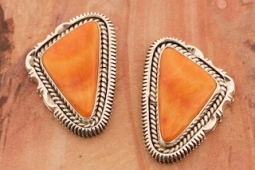 Artie Yellowhorse Orange Spiny Oyster Shell Post Earrings