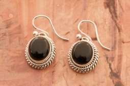 Artie Yellowhorse Genuine Black Onyx Sterling Silver Dangle Earrings