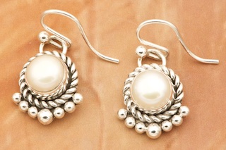 Artie Yellowhorse Freshwater Pearl Sterling Silver Earrings