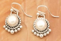 Artie Yellowhorse Freshwater Pearl Sterling Silver Earrings