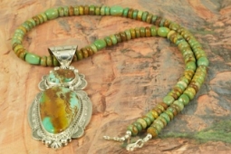 Pilot Mountain Turquoise Pendant and Necklace Set