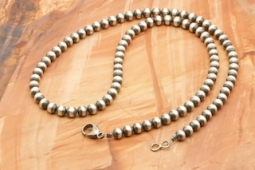 Navajo Pearls 24" long, 6mm Sterling Silver Necklace