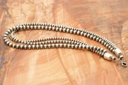3 Strands, 18" Long, Navajo Pearls Sterling Silver Necklace