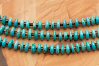 Turquoise Navajo Santo Domingo 1 Strand of Natural Sky Blue Sleeping Beauty Turquoise and Clam Shell Heshi 15