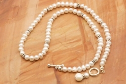 Freshwater Pearl Necklace with Sterling Silver Beads