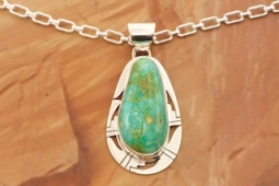 Genuine Sonoran Turquoise Sterling Silver Navajo Pendant