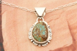 Genuine Manassa Turquoise Sterling Silver Pendant