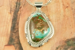 Genuine Pilot Mountain Turquoise Sterling Silver Pendant