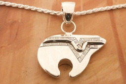 Navajo Artist Artie Yellowhorse Sterling Silver Bear Pendant