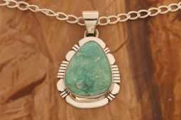 Genuine White Water Turquoise Nugget Sterling Silver Pendant