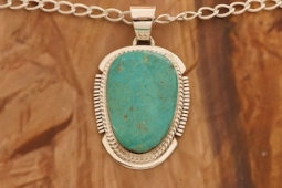 Genuine Kingman Turquoise Sterling Silver Pendant