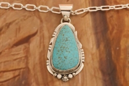 Native American Jewelry Genuine Kingman Turquoise Pendant