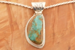 Day 16 Deal - 2 1/4" Long Genuine Pilot Mountain Turquoise Sterling Silver Pendant
