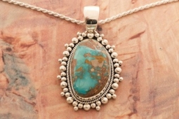 Artie Yellohorse Genuine Pilot Mountain Mine Turquoise Sterling Silver Pendant