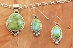Day 6 Deal - Genuine Sonoran Turquoise Sterling Silver Pendant and Earrings Set