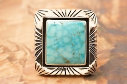 Bird's Eye Kingman Web Turquoise Ring by Navajo Artist Tim Bedah