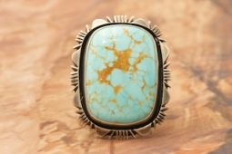 Genuine Number 8 Mine Turquoise Sterling Silver Ring by Navajo Artist Tim Bedah