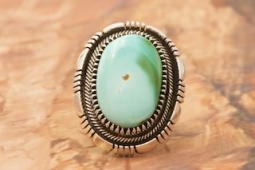 Genuine Royston Turquoise Sterling Silver Ring by Navajo Artist Raymond Bennett