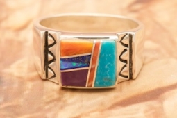Calvin Begay Genuine Gemstone Sterling Silver Ring