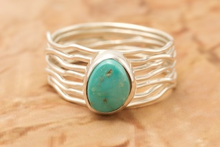 Kingman Turquoise Sterling Silver Branch Ring