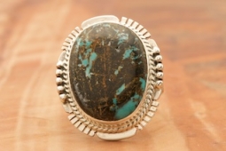 Genuine Boulder Turquoise Sterling Silver Ring