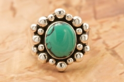 Santo Domingo Artist Raymond Coriz Sterling Silver Turquoise Ring