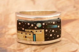 Calvin Begay Starry Night in the Pueblo Sterling Silver Ring