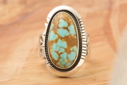 Sterling Silver 10x15mm Genuine Turquoise Mens Ring Size 11 