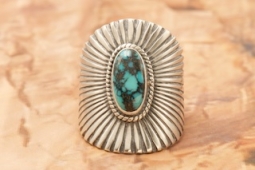 Genuine Turquoise Sterling Silver Navajo Ring