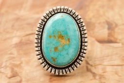 Genuine Royston Turquoise Sterling Silver Native American Ring