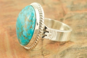Genuine Kingman Turquoise Sterling Silver Ring