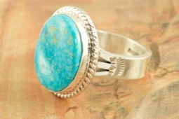 Genuine Kingman Turquoise Sterling Silver Ring