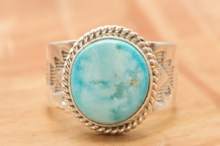 Genuine Blue Kingman Turquoise Sterling Silver Ring