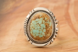 Genuine Number 8 Mine Turquoise Sterling Silver Navajo Ring