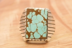Genuine Number 8 Mine Turquoise Sterling Silver Navajo Ring