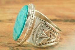 Genuine Turquoise Mountain Mine Sterling Silver Ring